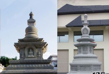 佛塔雕塑-仿古青石寺廟景觀舍利塔石雕