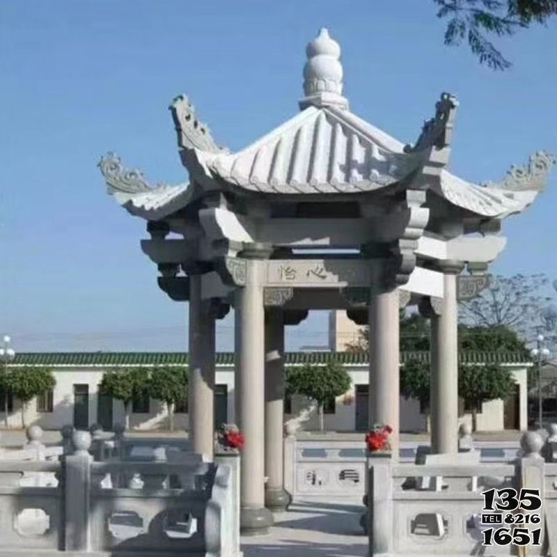 涼亭雕塑-戶(hù)外景區(qū)六角仿古建休息涼亭石雕高清圖片