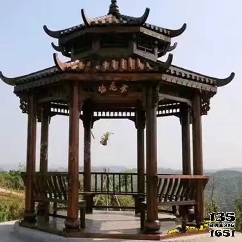 涼亭雕塑-戶外公園景區(qū)創(chuàng)意不銹鋼仿銅乘涼休息涼亭雕塑高清圖片