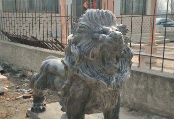 獅子雕塑-別墅小區大型仿真動物大理石石雕獅子雕塑