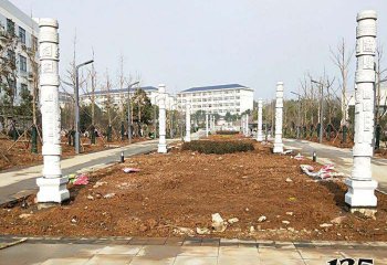 龍柱雕塑-校園廣場景觀刻字石柱石雕