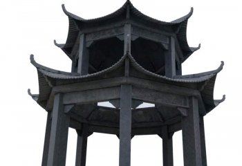 涼亭雕塑-大型仿古青石多角寺廟景觀(guān)涼亭雕塑