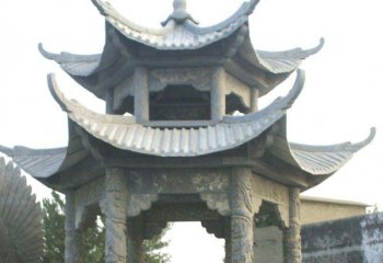 涼亭雕塑-雙層仿古建青石戶(hù)外園林小區(qū)擺放休閑涼亭雕塑