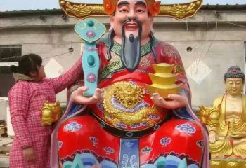 財(cái)神雕塑-大型玻璃鋼寺廟供奉菩薩財(cái)神雕塑