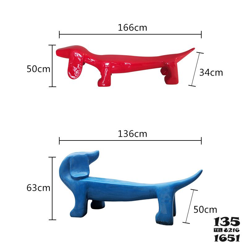 凳子雕塑-玻璃鋼卡通動物雕塑長條狗凳回頭狗花插擺件商場酒店裝飾