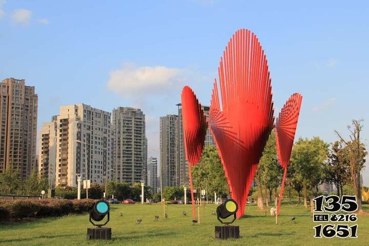 景觀雕塑-公園創意不銹鋼抽象紅色景觀雕塑