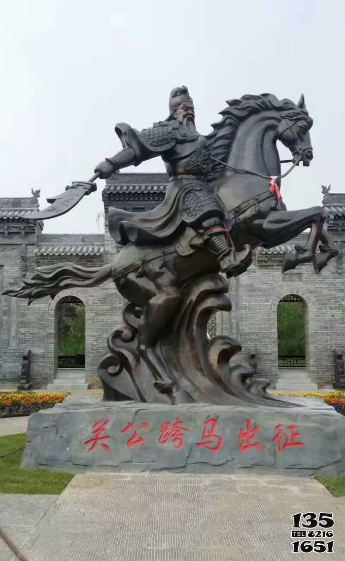 關(guān)公雕塑-戶外廣場大型銅雕騎馬的關(guān)公雕塑高清圖片