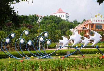 海浪浪花雕塑-花園裝飾條形藍(lán)色不銹鋼海浪浪花雕塑