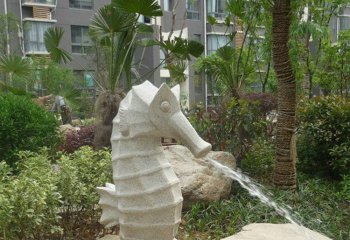 海馬雕塑-公園里擺放的可以噴水的玻璃鋼創(chuàng)意海馬雕塑