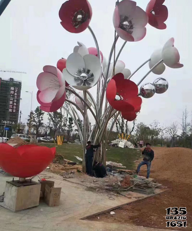 花朵雕塑-不銹鋼繁花似錦雕塑大型廣場景觀花朵雕塑高清圖片