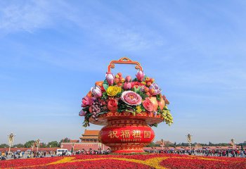 花籃雕塑-廣場(chǎng)玻璃鋼定制戶(hù)外花籃雕塑