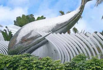 鯨魚雕塑-公園擺放的不銹鋼鏤空創意鯨魚雕塑