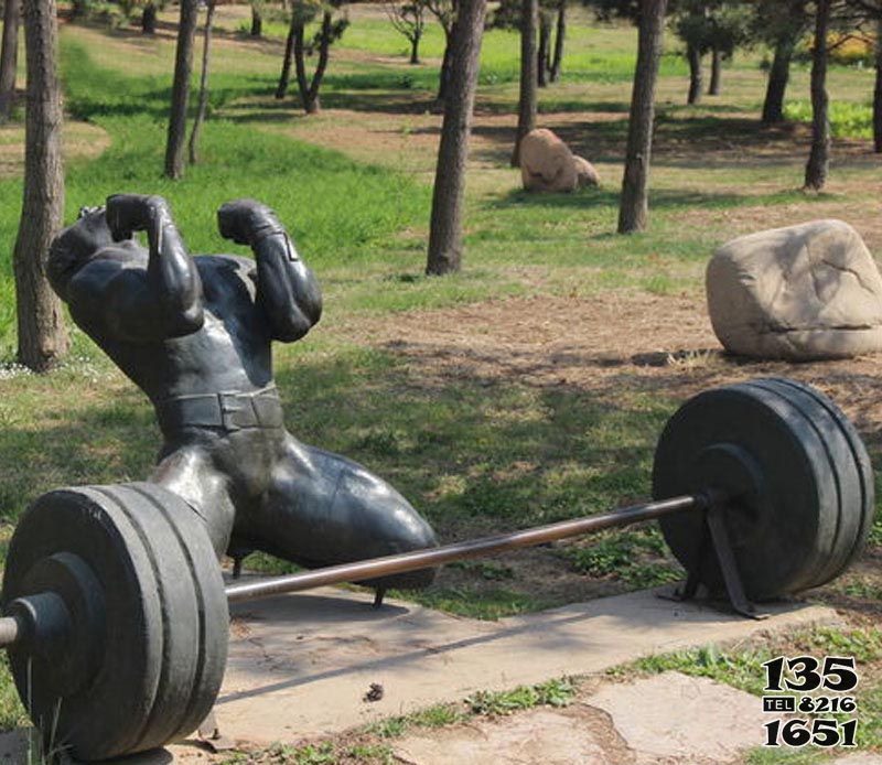 舉重雕塑-廣場公園舉重運(yùn)動員玻璃鋼仿銅雕塑高清圖片