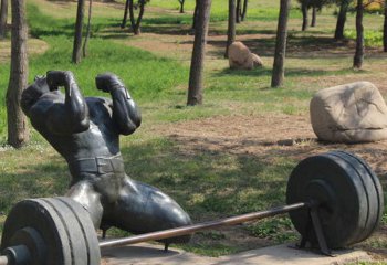 舉重雕塑-廣場公園舉重運(yùn)動員玻璃鋼仿銅雕塑