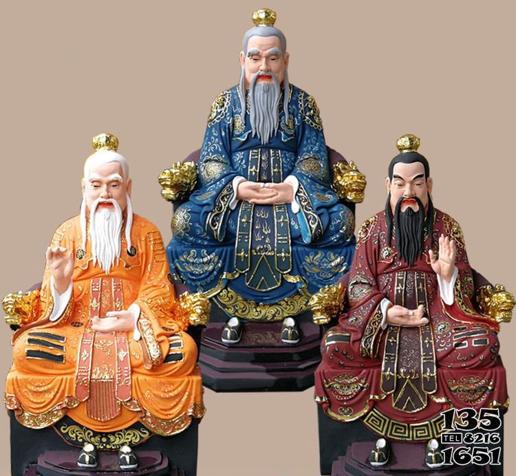 老子雕塑-景區寺廟擺放梵形天尊神寶君神像,三清尊神佛像,玻璃鋼彩繪老子塑像高清圖片