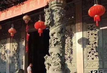 龍柱雕塑-寺廟景觀大理石龍柱石雕