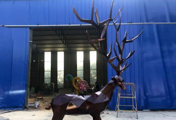 梅花鹿雕塑-公園大型動物景觀梅花鹿雕塑