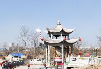 涼亭雕塑-寺院戶(hù)外仿古建筑涼亭雕塑