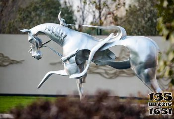 馬雕塑-公園景區抽象不銹鋼馬雕塑