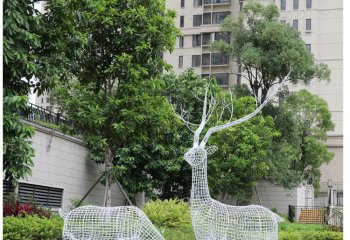 梅花鹿雕塑-公園鏤空創(chuàng)意戶(hù)外園林景觀梅花鹿雕塑