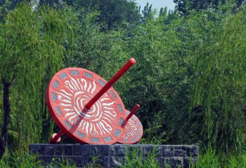 日晷雕塑-戶外景區玻璃鋼彩繪日晷雕塑