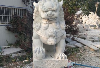 獅子雕塑-漢白玉石雕戶(hù)外景觀獅子雕塑