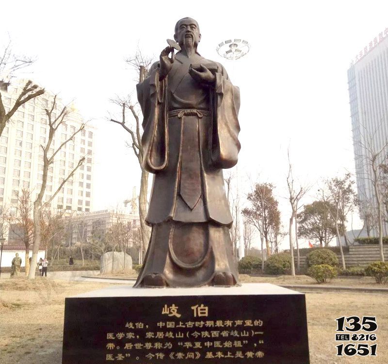 岐伯雕塑-小區(qū)公園擺放古代著名醫(yī)學家岐伯銅雕像高清圖片