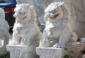 獅子雕塑-公園創意大理石石雕一對獅子雕塑