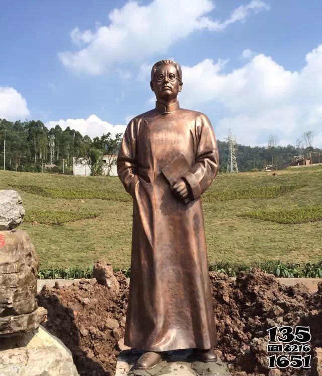 陶行知雕塑-公園鑄銅名人陶行知雕塑高清圖片