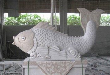 鯉魚(yú)雕塑-公園擺放的砂巖石雕創(chuàng)意鯉魚(yú)雕塑