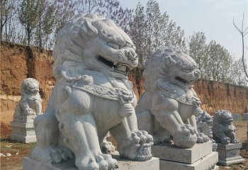 獅子雕塑-大型仿真動(dòng)物石雕獅子雕塑