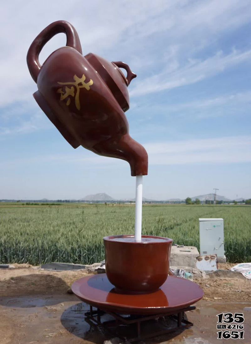 天壺雕塑-玻璃鋼彩繪戶外景區大型懸浮流水天壺雕塑