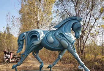 玻璃鋼仿銅青銅抽象奔馬-玻璃鋼仿銅抽象奔馬 公園動(dòng)物雕塑