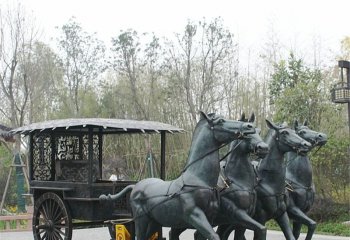 青銅古代馬車(chē)雕塑-青銅古代馬車(chē)雕塑 園林景觀銅雕