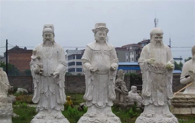 福祿壽神像石雕-大理石福祿壽神像雕塑