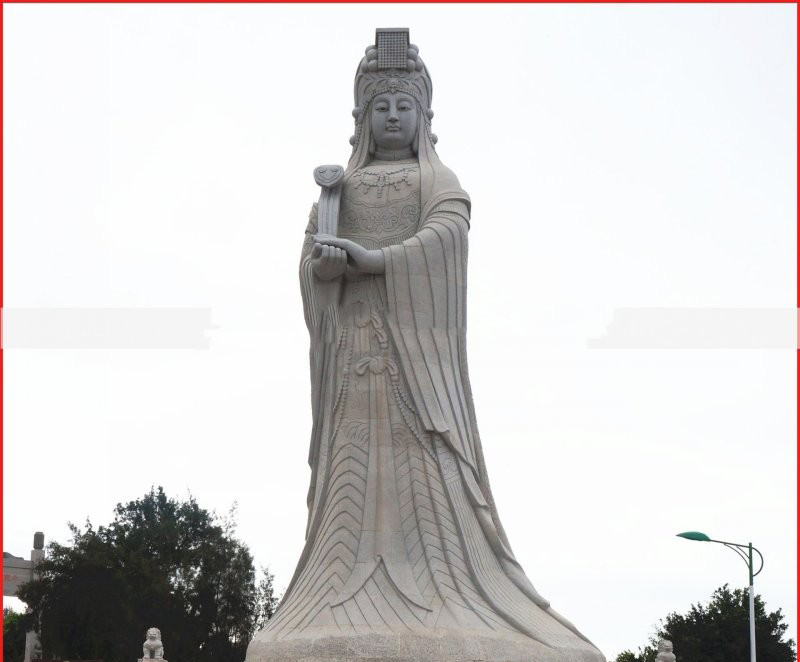 大理石大型媽祖神像雕塑-廣場景區(qū)媽祖神像石雕高清圖片