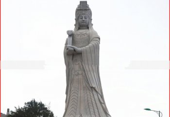 大理石大型媽祖神像雕塑-廣場景區(qū)媽祖神像石雕