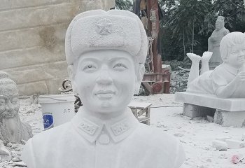 大理石校園雷鋒頭像-校園大理石雷鋒頭像雕塑