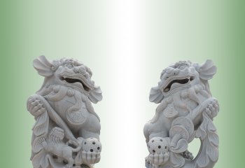 大理石獻(xiàn)錢(qián)獅石雕-石雕南方獻(xiàn)錢(qián)獅