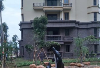 石雕海豚動物雕塑-小區動物海豚石雕