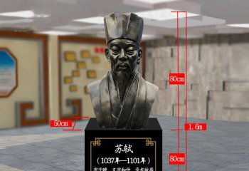 校園古代文學家蘇軾頭像銅雕-校園古代名人銅雕 蘇軾頭像銅雕