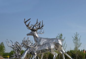 不銹鋼大型幾何梅花鹿雕塑-不銹鋼幾何梅花鹿雕塑 不銹鋼梅花鹿雕塑