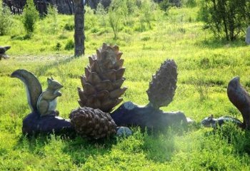 公園動(dòng)物松鼠和松果銅雕-公園動(dòng)物銅雕 松鼠和松果銅雕